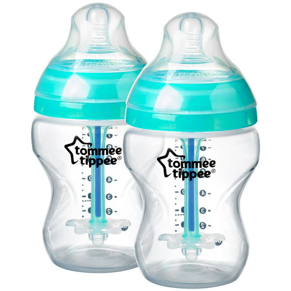 Tommee Tippee Advanced Anti Colic X2, 260 ml Slow Bottle with Heat Sensing Tube