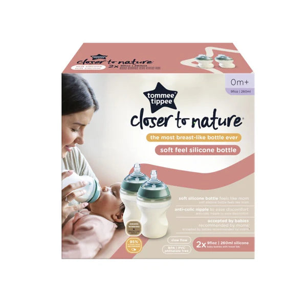 Tommee Tippee - Closer To Nature Silicone Baby Bottle TWO PACK - 260ML