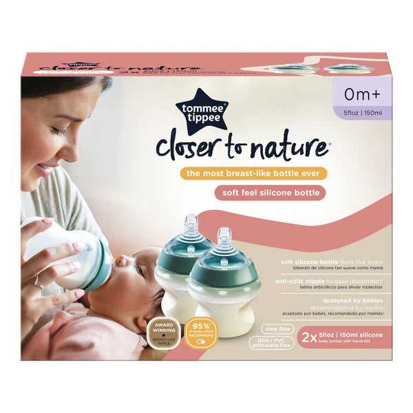 Tommee Tippee - Closer To Nature Silicone Baby Bottle TWO PACK - 150ML