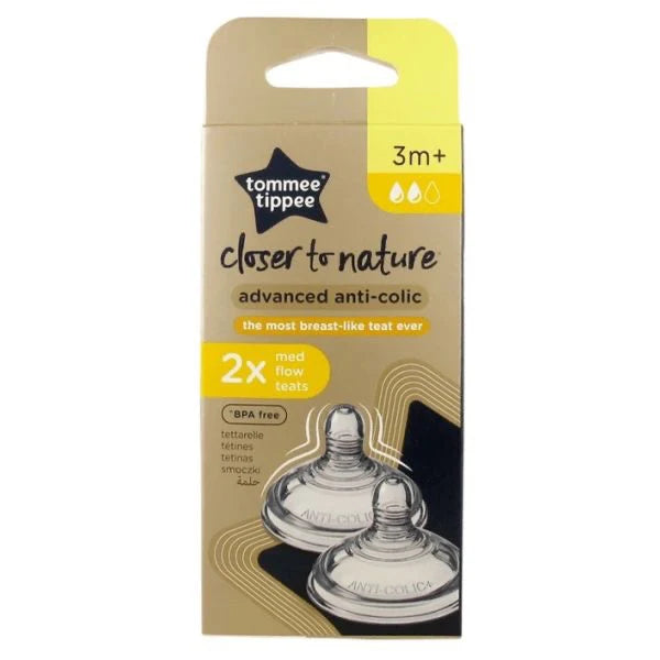 Tommee Tippee Closer To Nature Advanced Anti Colic Medium Flow Teats (3m+) Teats x2