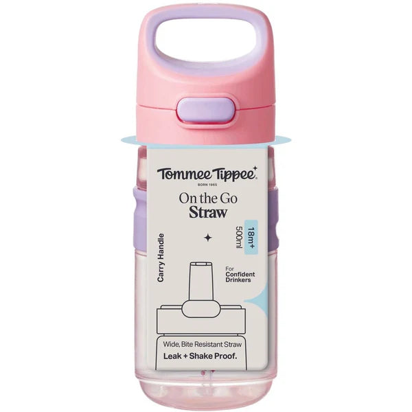 Tommee Tippee On the Go Straw Bottle 500ml | 18m+ | Pink