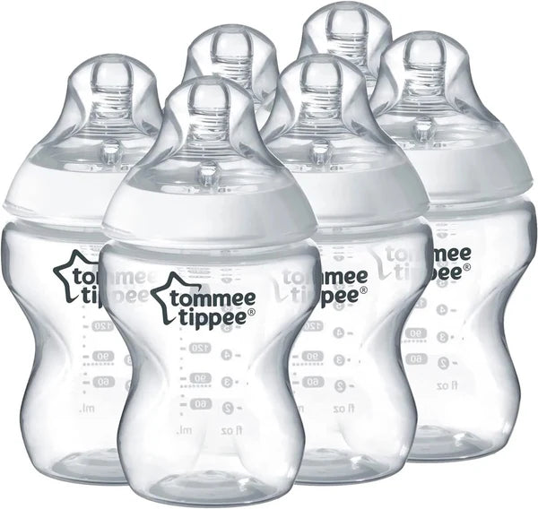 Tommee Tippee Closer to Nature Clear Bottles, 260 ml, Pack of 6