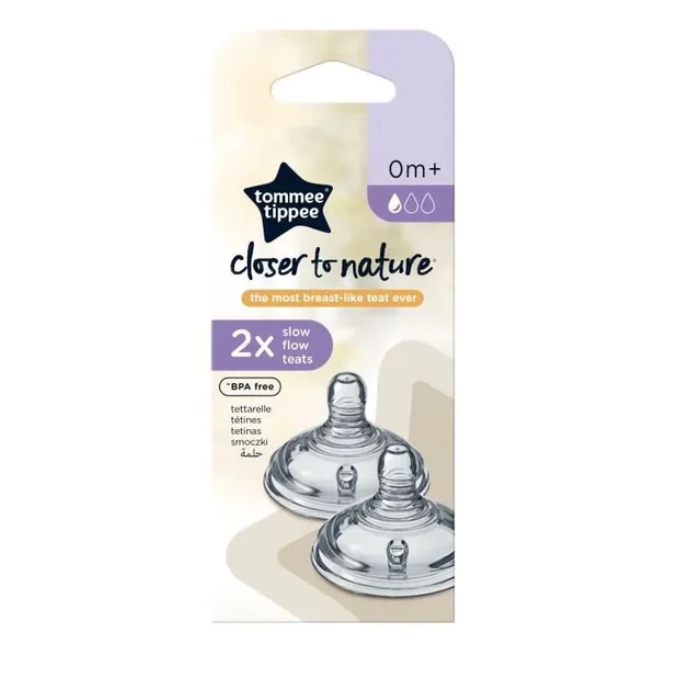 Tommee Tippee Closer To Nature Slow Flow (0m+) Teats x2