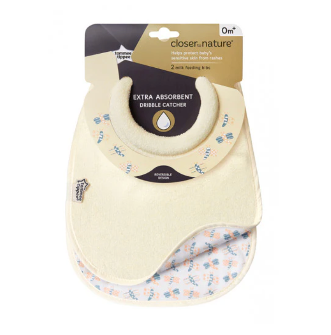 Tommee Tippee Closer to Nature Milk Feeding Bibs, 2 pieces, Beige
