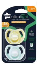 Tommee Tippee - Baby Ultralight StayPut Silicone Pacifier | Yellow & Blue | 6-18m | 2 Pack