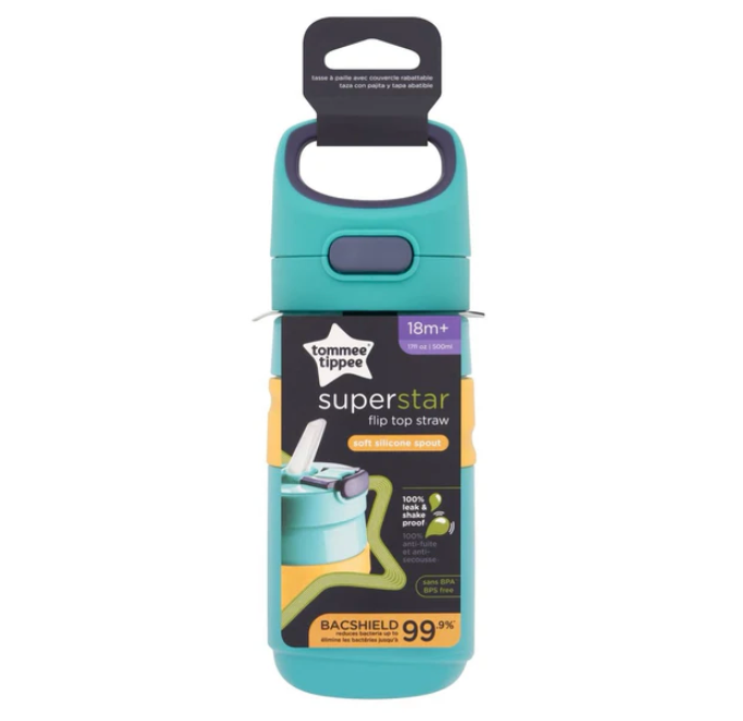 Tommee Tippee Superstar Straw Bottle 500ml | 18m+ | Turquoise