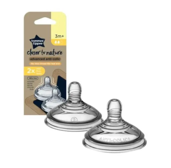 Tommee Tippee Closer To Nature Advanced Anti Colic Medium Flow Teats (3m+) Teats x2