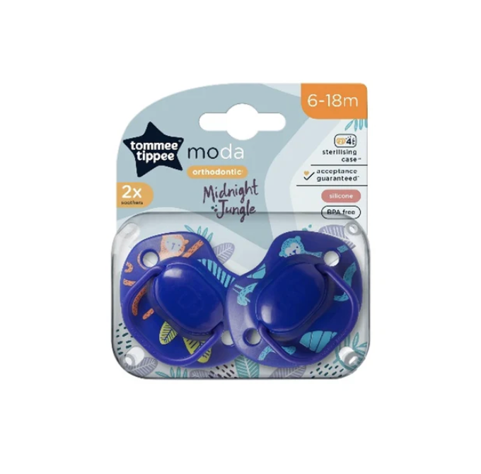 Tommee Tippee Moda Soother Midnight Jungle Blue | 2 Soothers 6 - 18 Months