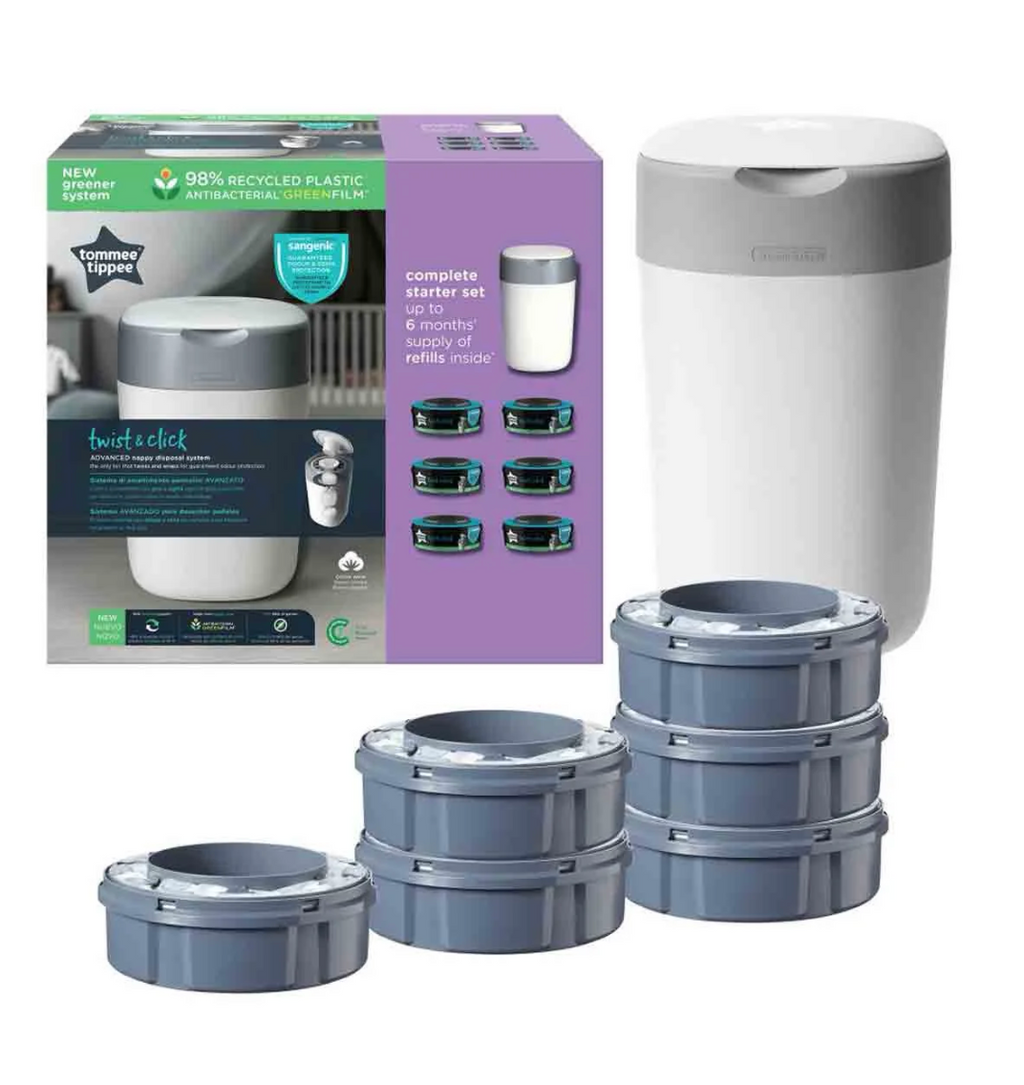 Tommee Tippee Twist & Click Disposal System | White | With 6 Cassettes