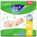 Fine Baby Size 1 Diapers (2-5 kg) with Double Closure, Economical, 18 Diapers