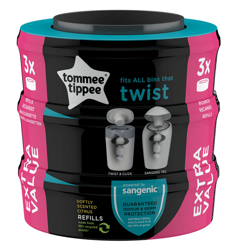 Tommee Tippee - Extra Value Twist & Click Bin Refill | 3 Cassettes